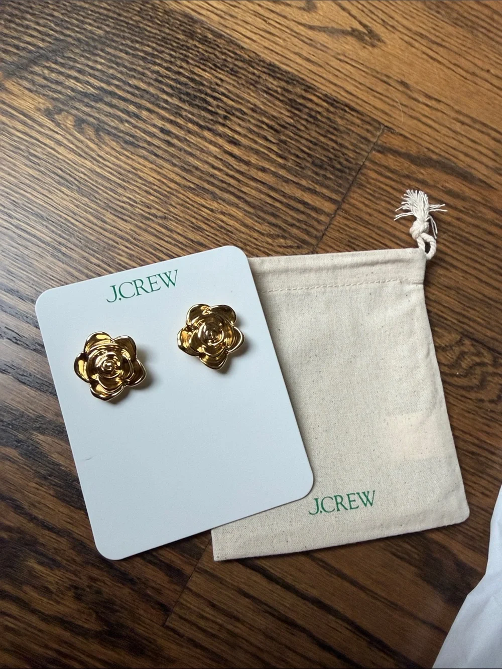 NWT J. Crew Gold Rose Swirl Stud Earrings